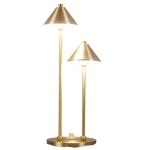 مصباح أرضي، ارتفاع القمع الأول 43 سم × القمع الثاني 30 سم × قطر القاعدة 15 سم، لون ذهبي