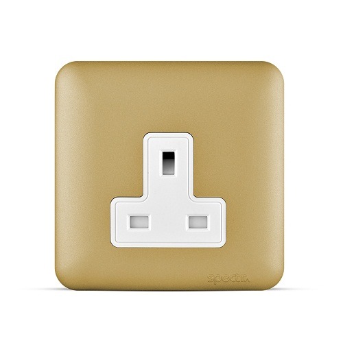 فيش مفرد 13 أمبير، 7×7 سم، لون ذهبي، 250 فولت | SPECTRA