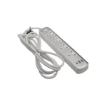 مشترك كهرباء 7 منافذ، طول الكابل 3 متر، لون فضي | شركة المنزل الاخضر