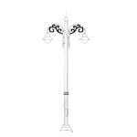 Aluminum Double arm lighting Poles height 4 meters, base 100 mm, thickness 3 mm