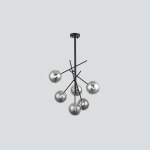 Ceiling Chandelier, Dark Gray Color, Diameter 600 mm, Height 950 mm, Cable Length 2000 mm, 6 Bulbs