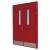 Fire door SFFECO   stainless steel with a rectangular glass window Model SF/DD  Double Door leaf size  1900×1950    mm  Color Red
