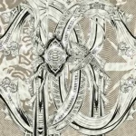 Patterned wall paper, length 10 m, width 0.70 m, beige color, model 13065