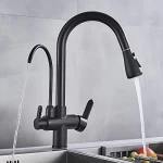 One line desalination Washbasin Mixer , Black Color