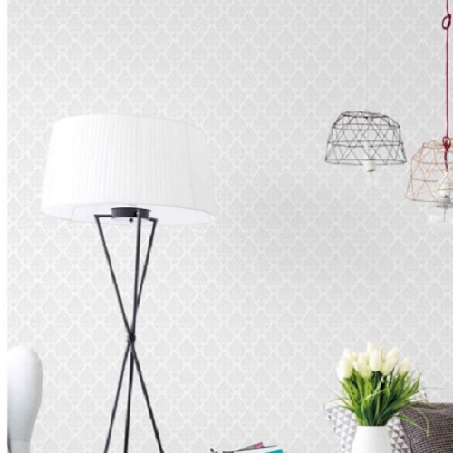 Patterned Wallpaper 15.6m×100cm Gray with Off White Pattern | Luxury line