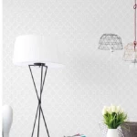 ورق جدران نقشات مقاس 15.6 م×100 سم، لون رمادي نقش اوف وايت 