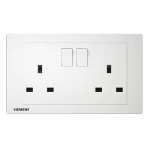 13A Twin Gang Switched Socket, White, 86x146x30mm, 250V, Siemens (Delta Relfa)