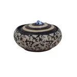 Ceramic Decorative Water Fountain With Overhead Lighting, Black with Beige, Size 22 × 11.7 cm, Product Number 23C6016ULED