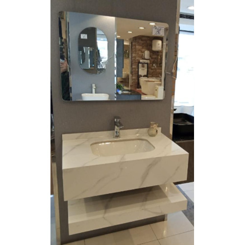 Ceramic Artificial Marble Sink Single Basin 80 cm Gray White | Al Muhaidib Sanitary and Ceramic