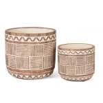 Fiber Cement Plant Pot, Size 16×17.5×17.5 cm, Light Brown, Round Shape