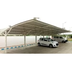 Steel Car Awning with Corrugated Sheet Roof, Square Columns, Height 2.5 meter, Panel Width 2 meters