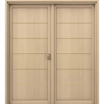 باب ثنائي WPC ، مقاس 220 × 235 سم، لون خشب فاتح، موديل WPC-GM01