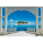 Decorative wall mural sea design, size 366cm × 254 cm, blue color