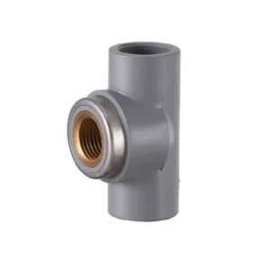 CPVC TEE 90° Slip x FPT with Brass Insert 1/2×1/2×1/2 Inch Light Gray | Al-Rajhi Pipes