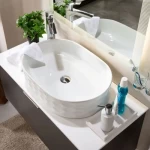 Waterdance Model Porcelain Counter Wash Basin, Dimensions 61×41×13.4 cm, White Color