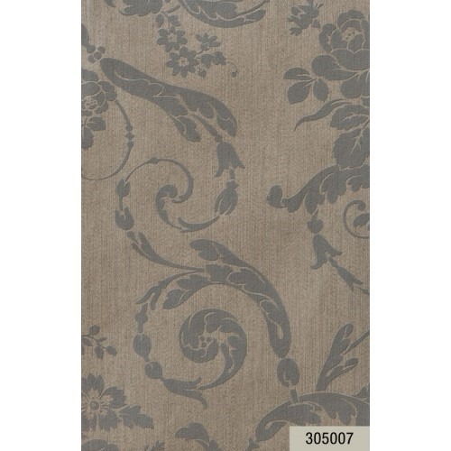 Italian Wallpaper Floral Design Brown Color, Size 10mx0.73m, Model 305007 | Balbaid Decor Company