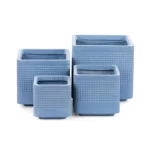 مركن زرع بوليريسين اسمنتي، مقاس 20×21×21 سم، شكل مربع، لون أزرق