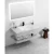 Ceramic Basin Artificial Marble Sink with Porcelain surface and shelf, Marble white Color, 80×50×80 cm with LED Mirrors