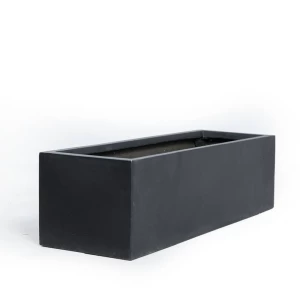 Fiberglass Decorative Pot Rectangular 30cm Width 35cm Depth 90cm Height Dark Gray | Verde