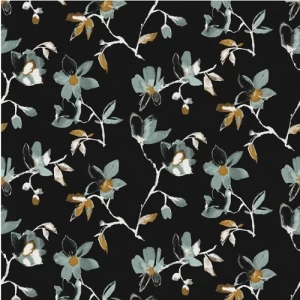 Belgian Floral Wallpaper 10m x 0.53m, Black Color | Abyat Company