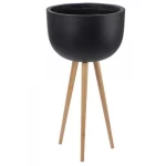 Decorative Pot  made of Clay, Round Design, Dimensions 45×88 cm, Black Color