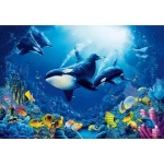 Wall mural for decor deep sea design, size 366cm × 254 cm, blue color