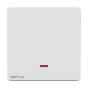 20A 1 Gang Double Pole Switch with Neon Indicator, 86x86mm, White, 250V | Siemens (Delta Arina)