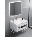 Artificial Marble Washbasin White Color Size 80 cm, Depth 50 cm with LED Mirror, 