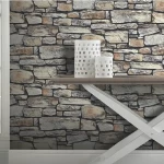 ورق حائط تصميم حجري مقاس 10م×0,53م، لون رمادي 