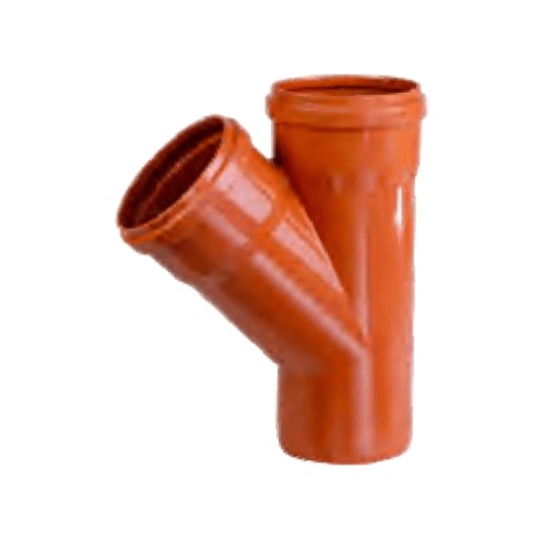 UPVC Plastic 45° Wye Tee Size 50×50 mm Orange Color | Al-Manar Pipes Factory