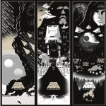 Wallpaper, black with beige, kids design, size 457 cm x 15.24 cm