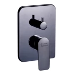 Shower Mixer, Black Color, Two Lines, Square Shape