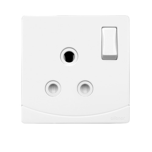 Electrical Switch Socket 2 Way 15 Amp 7x7 cm White, Sidra Model | Al Fanar