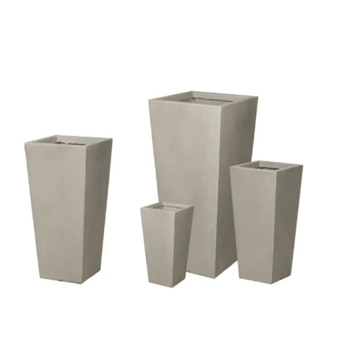 Fiberglass Square Longitudinal Planter 42x42x90 cm Beige | Zahrat Al Rayyan Establishment
