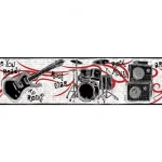 Youth and children wall decoration, white and gray color, length 10 m, width 0.53 m, model GK8821BD 