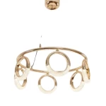 Golden Pendant Chandelier with 6 Illuminated Circles, Size  66 ×170 cm,  Gold