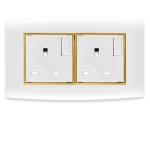 فيش كهرباء مزدوج بمفتاحين ثنائى القطب 13 أمبير  الفنار موديل أمنية المقاس  7x14 اللون أبيض بحلقة ذهبى