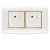 Electrical Switch socket  with 2 g switch 2 way 13 Amp Alfanar Model  Omnia Size 7x14 Colour White with Gold Ring