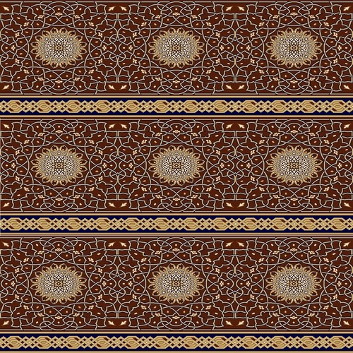 Heat Set Mosque Mat Pile Height 12 mm, Dark Red, Islamic Design | Super Al-Quds