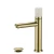 Bathroom Washbasin Mixer with White marble Handle, Gold