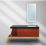 Single Basin Wooden Bathroom Wash Porcelain Basin 140 cm, with Mirror, Plywood Model, White Color