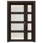 باب ثنائي خشبي بريميوم، لون بنى غامق مقاس 160 × 235 سم، رقم المنتج GBR01