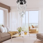 Black Metal Strip Chandelier, Height 100 cm, Diameter 60 cm, Model 440174