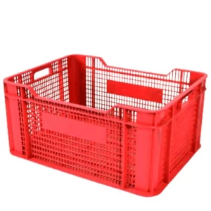 صندوق بلاستيك HDPE مقاس 51×39×24 سم أحمر، موديل 70QAR | مصنع الفريدي للصناعات البلاستيكية