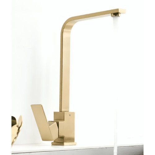 Modern Square Kitchen Sink Mixer, Golden Color | Albayt Alaniq Sanitary Tools