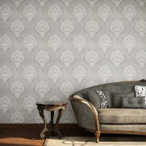 ورق حائط 10 م×50 سم لون رمادي فاتح تصميم كلاسيك | GF62043