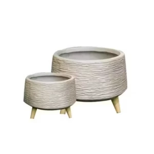 Fiberglass Plant Pot 35×35×17 cm, Gray Color | Zahrat Al Rayyan Establishment