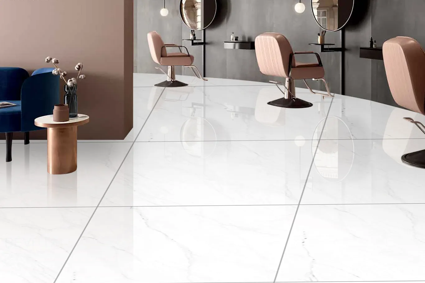 Floor Porcelain Tiles 80x80 cm, White Color, Statuario Model | Abyat Company