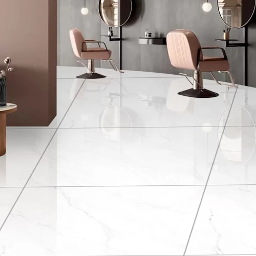 Floor Porcelain Tiles Size 80 x80  cm, White Color, Statuario Model
