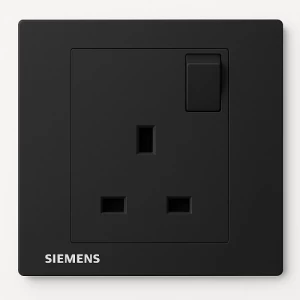 فيش مفرد 13 امبير مع مفتاح تشغيل ومؤشر 86×86 مم، رمادي داكن، 250 فولت | Siemens (دلتا ريلفا)